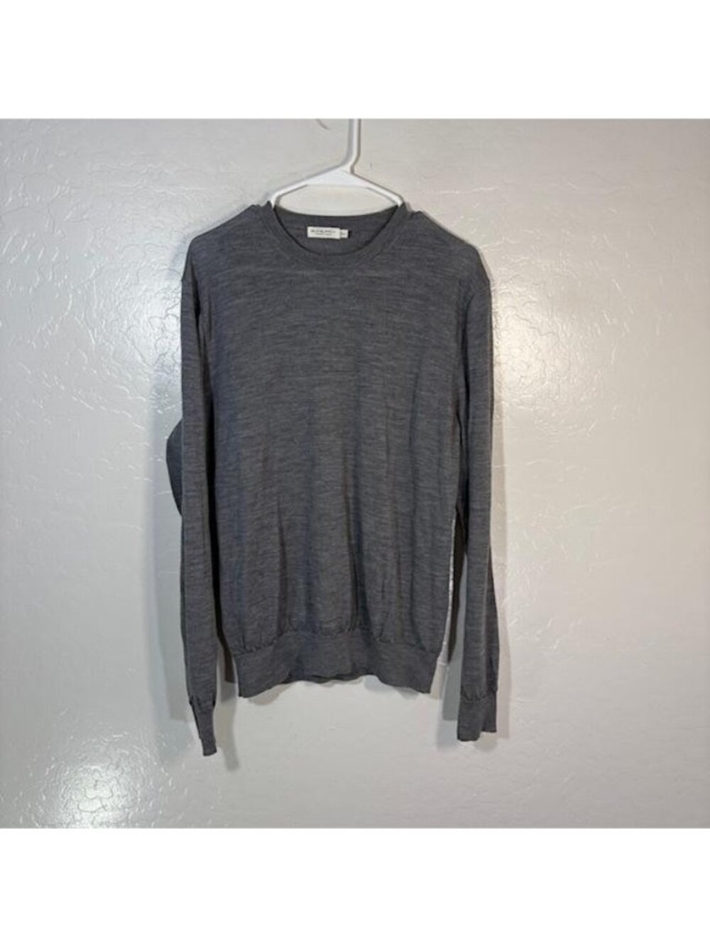 Suitsupply Sweater Mens XL Gray Merino Wool Crewneck Lightweight Knit Pullover